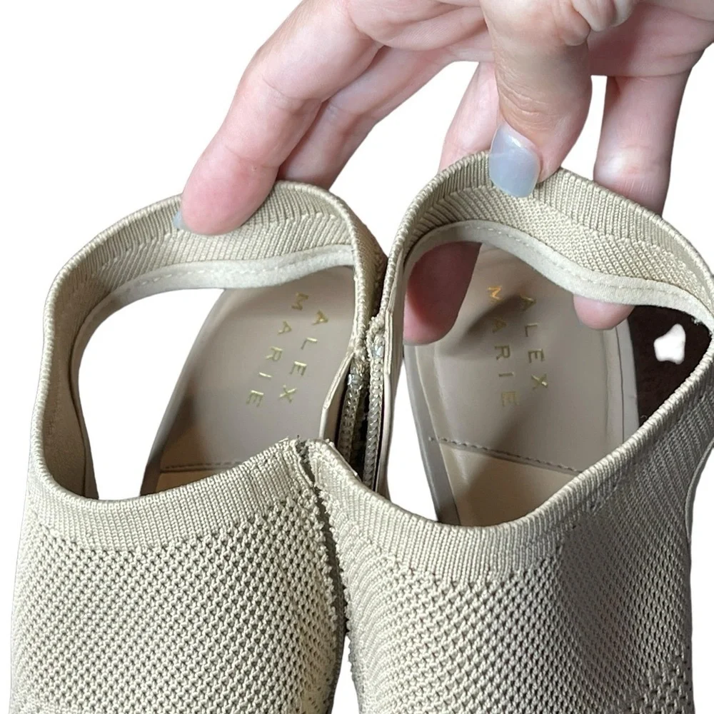Alex Marie Patti Stretch Knit Wedge Sandals neutral Cream size 9 zip close
